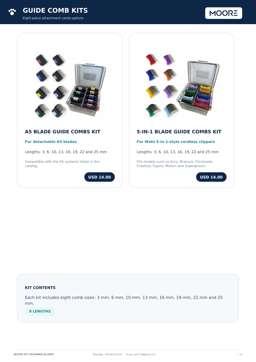 Guide comb kits